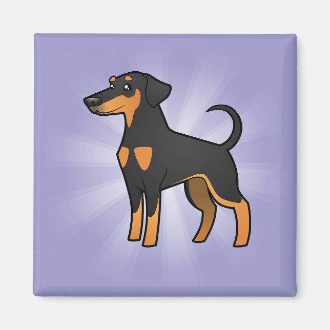 Cartoon Doberman Pinscher (Diskettenohren) Magnet (Vorne)