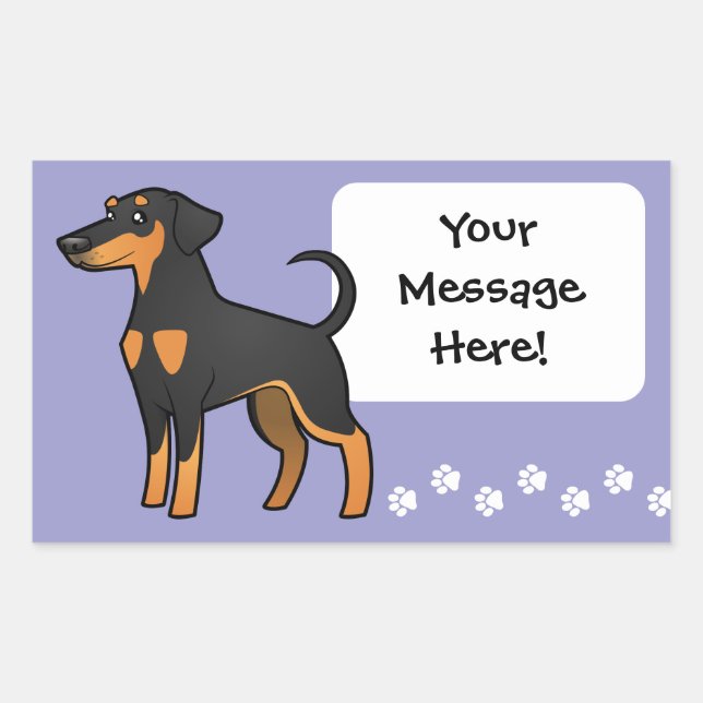 Cartoon Doberman Pinscher (Diskettenohren) Rechteckiger Aufkleber (Vorderseite)