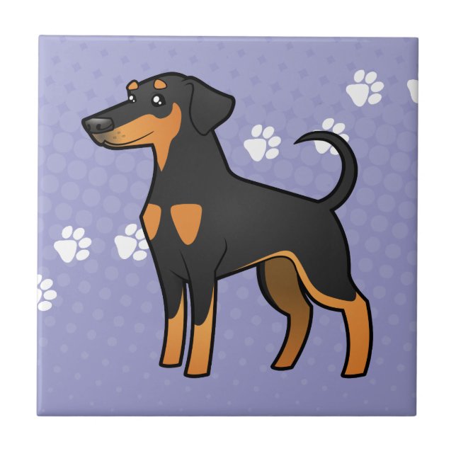 Cartoon-DobermannPinscher (schlaffe Ohren) Fliese (Vorderseite)