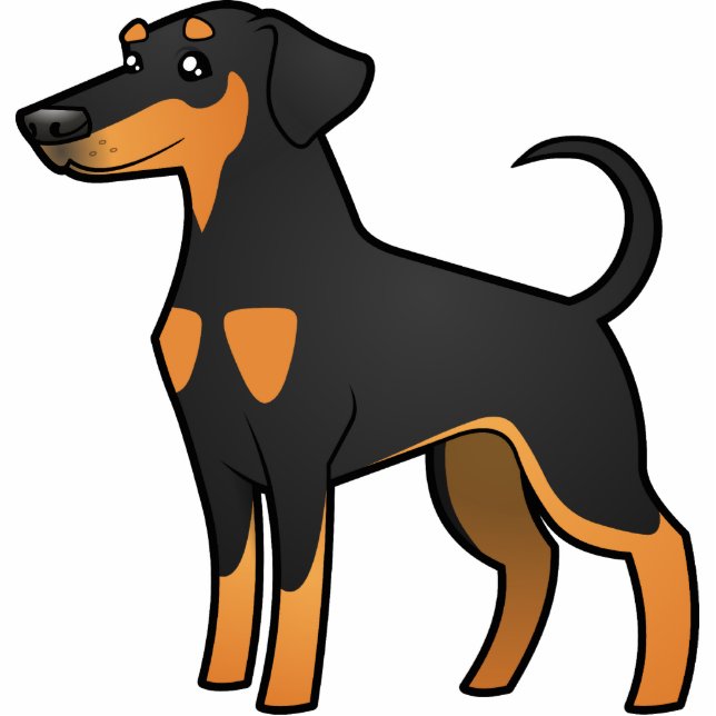 Cartoon-DobermannPinscher (schlaffe Ohren) Fotoskulptur Magnet (Vorne)