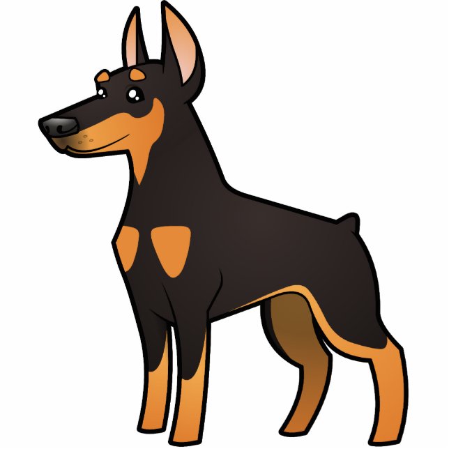 Cartoon-DobermannPinscher (spitze Ohren) Fotoskulptur Magnet (Vorne)