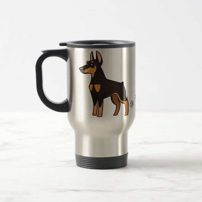 Cartoon-DobermannPinscher (spitze Ohren) Reisebecher (Links)