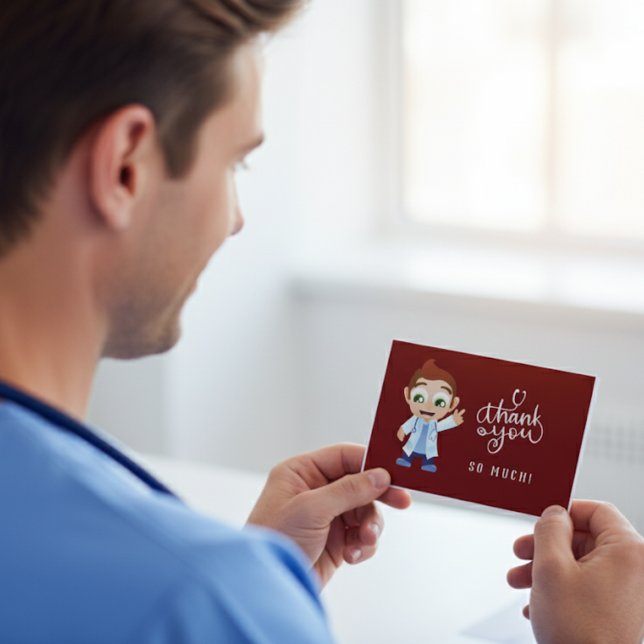 Cartoon Doctor Red Vielen Dank Dankeskarte (Von Creator hochgeladen)