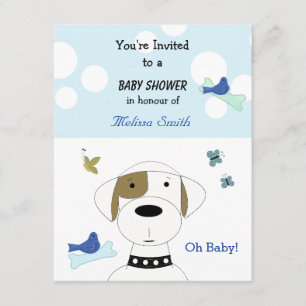 Cartoon Dog Babydusche Einladung