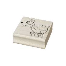 Cartoon Dog Briefmarke aus Holz