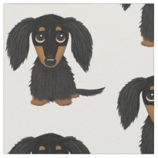 Cartoon Dog Cartoon, Schwarz und Tan-Dackel Stoff