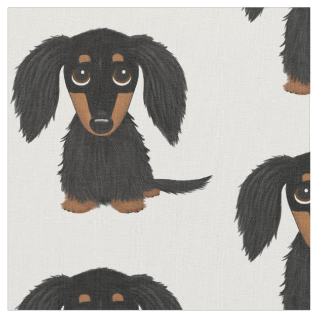 Cartoon Dog Cartoon, Schwarz und Tan-Dackel Stoff (Nahaufnahme)