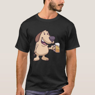 Cartoon Dog Charakter Genuss Bier für Erwachsene T-Shirt