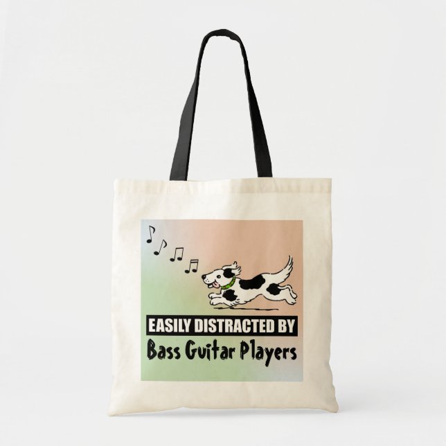 Cartoon Dog Distracted by Bass Gitarrenspieler Tragetasche (Vorne)