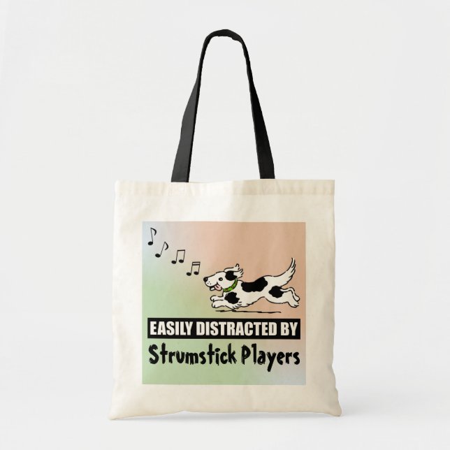 Cartoon Dog Distracted by Strumstick Players Tragetasche (Vorne)