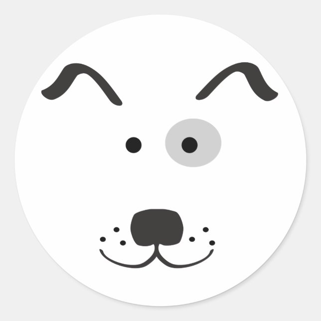 Cartoon Dog Face Illustration Runder Aufkleber (Vorderseite)