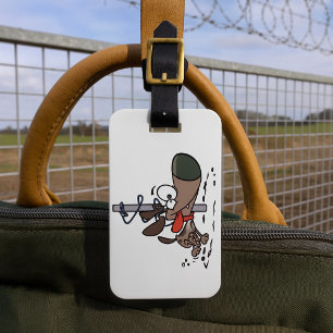 Cartoon Dog geknallt um den Pole mit Leine Gepäckanhänger