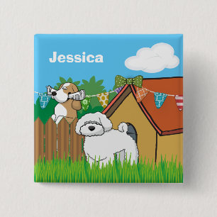 Cartoon Dog House Nachbarn Personalisiert Button