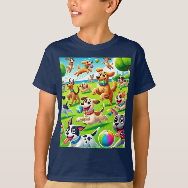 Cartoon Dog Park T-Shirt (Vorderseite)