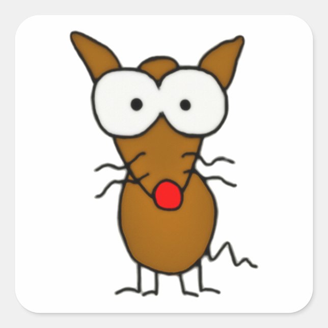 Cartoon Dog Quadratischer Aufkleber (Vorderseite)