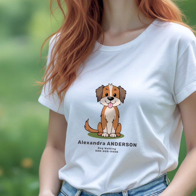 Cartoon Dog Walker Tri-Blend Shirt (Cartoon Dog Walker T-Shirt)