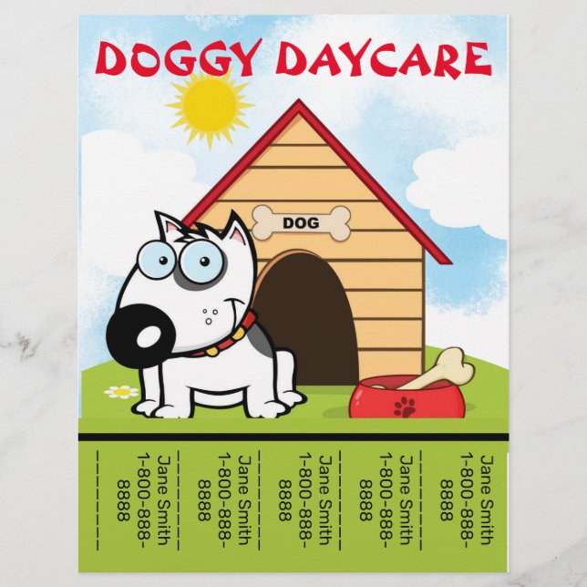 Cartoon Doggy Daycare Förderung Flyer (Vorne)