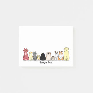 cartoon dogs and cats postit post-it klebezettel