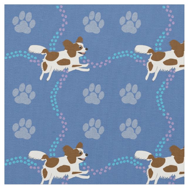 Cartoon Dogs - Papillon Stoff (Nahaufnahme)