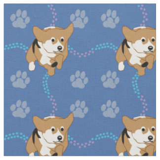 Cartoon Dogs - Pembroke Welsh Corgi v3 Stoff