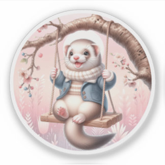 Cartoon Domestic Ferret Aufkleber