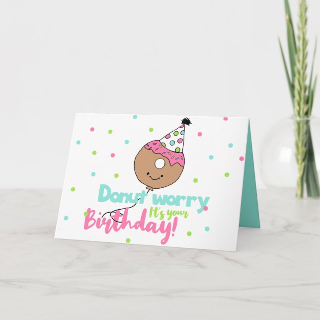 Cartoon Donuts Kunst Happy Birthday Art Donut Desi Karte (Vorderseite)
