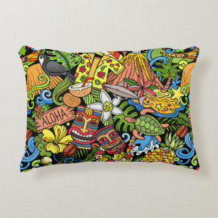Cartoon doodles Hawaii nahtlos. Hintergrund Dekokissen