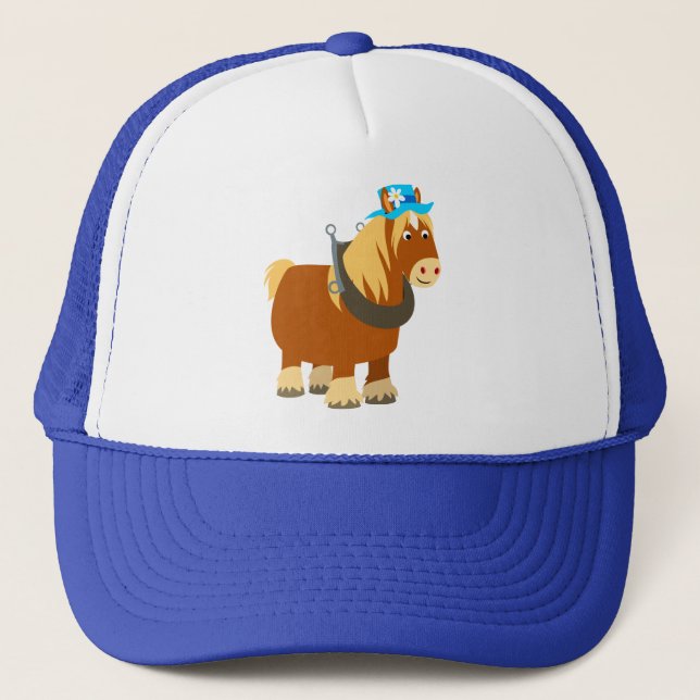 Cartoon doux Trait Breton Cheval Casquette (Devant)