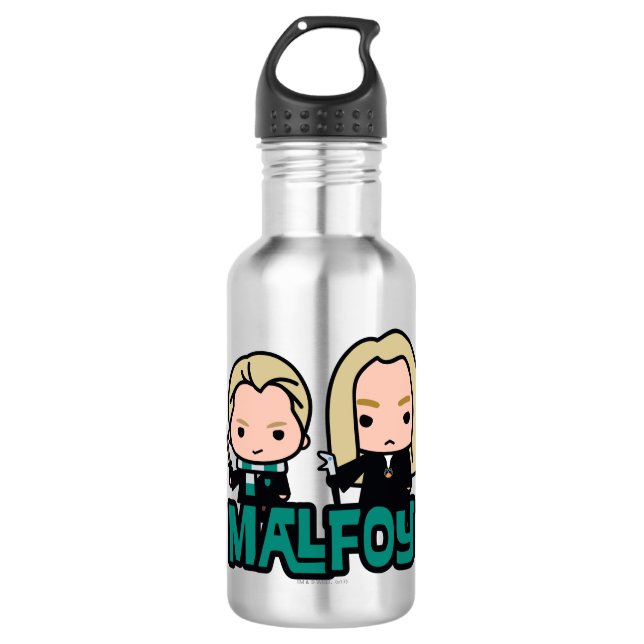 Cartoon Draco und Lucius Malfoy Art Edelstahlflasche (Vorderseite)