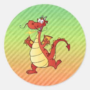 Cartoon Dragon Design Runder Aufkleber