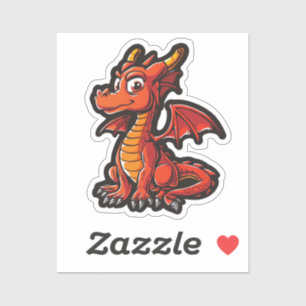 Cartoon Dragon Illustration Aufkleber