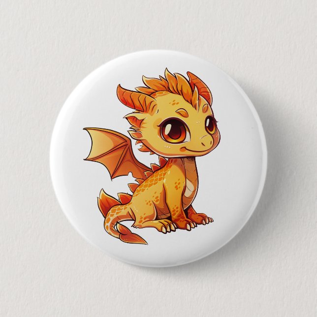 Cartoon Dragon Illustration Button (Vorderseite)