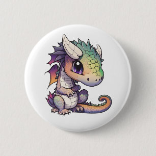 Cartoon Dragon Illustration Button