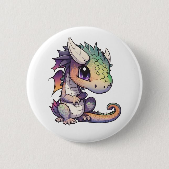 Cartoon Dragon Illustration Button (Vorderseite)