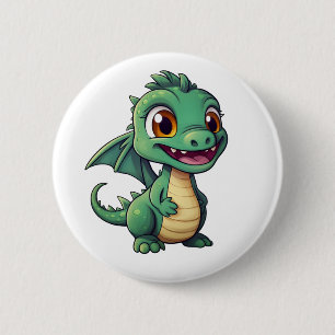 Cartoon Dragon Illustration Button