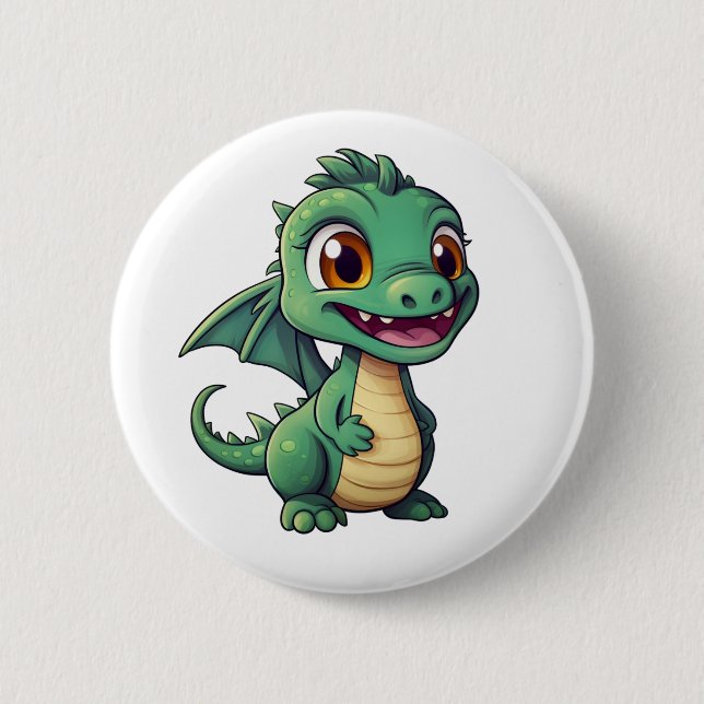 Cartoon Dragon Illustration Button (Vorderseite)