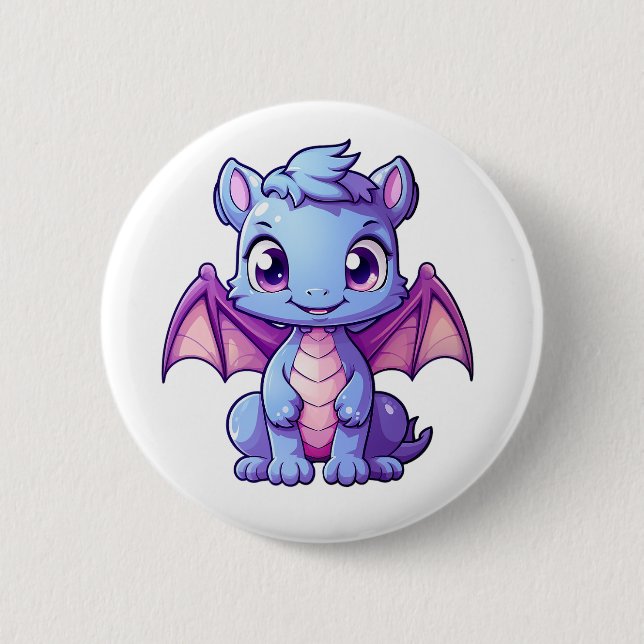 Cartoon Dragon Illustration Button (Vorderseite)