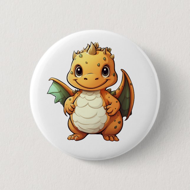 Cartoon Dragon Illustration Button (Vorderseite)
