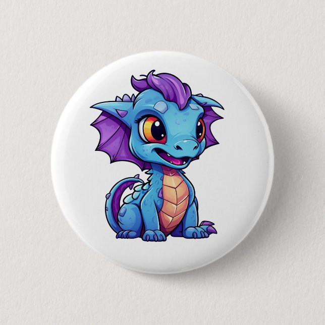 Cartoon Dragon Illustration Button (Vorderseite)
