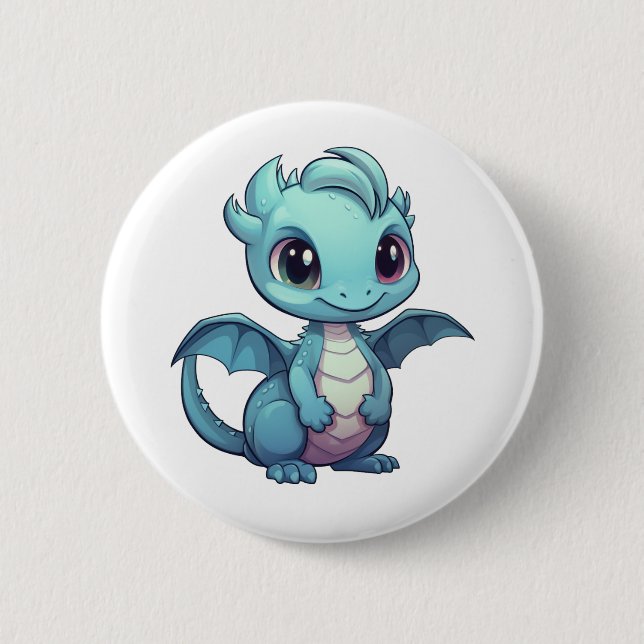 Cartoon Dragon Illustration Button (Vorderseite)