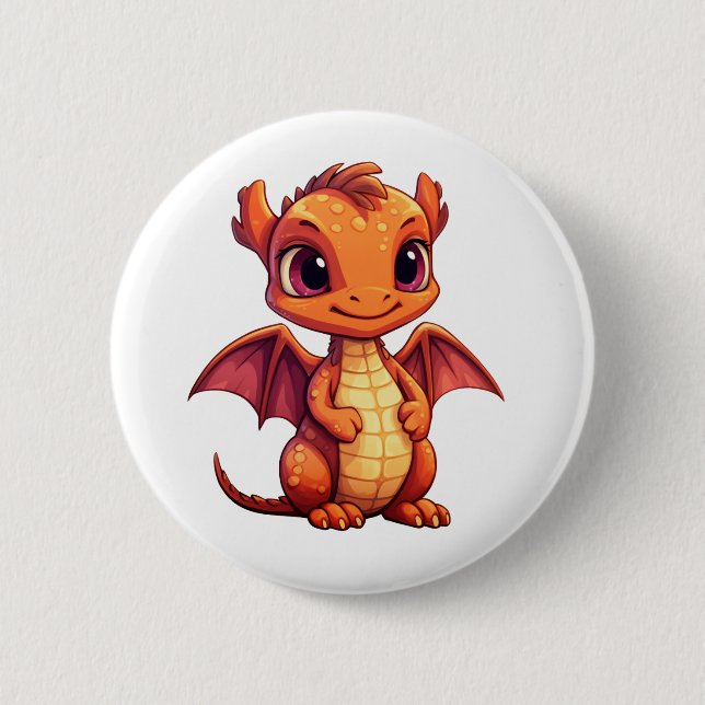 Cartoon Dragon Illustration Button (Vorderseite)