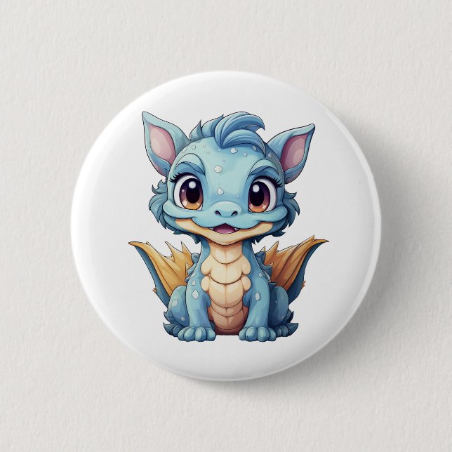 Cartoon Dragon Illustration Button (Vorderseite)