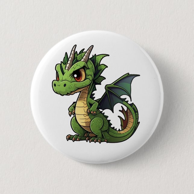 Cartoon Dragon Illustration Button (Vorderseite)