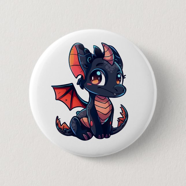 Cartoon Dragon Illustration Button (Vorderseite)