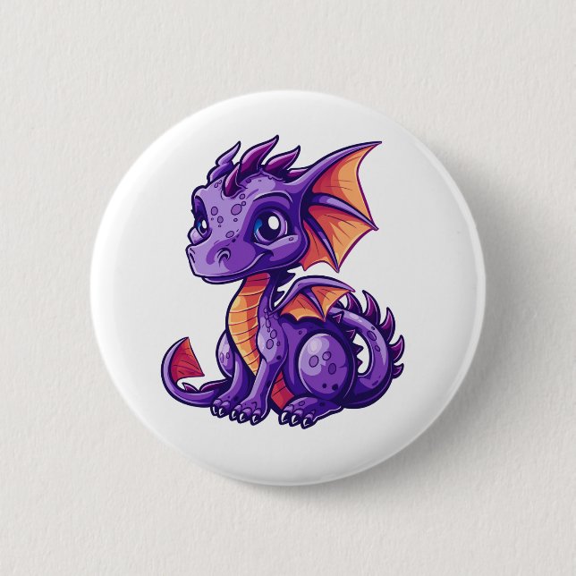 Cartoon Dragon Illustration Button (Vorderseite)