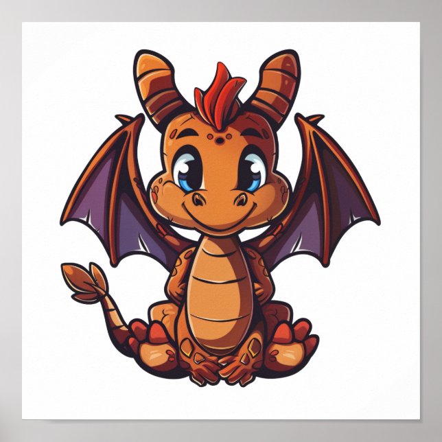 Cartoon Dragon Illustration Poster (Vorne)