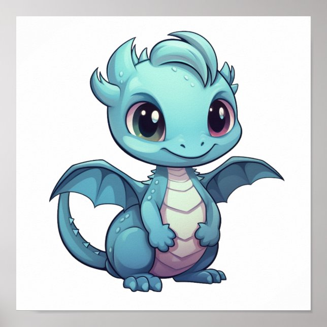 Cartoon Dragon Illustration Poster (Vorne)