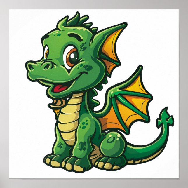 Cartoon Dragon Illustration Poster (Vorne)