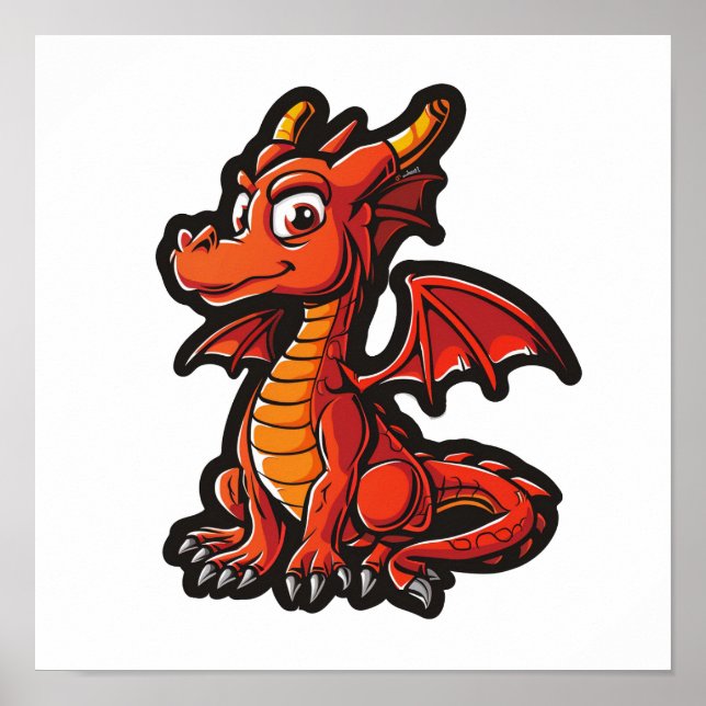 Cartoon Dragon Illustration Poster (Vorne)