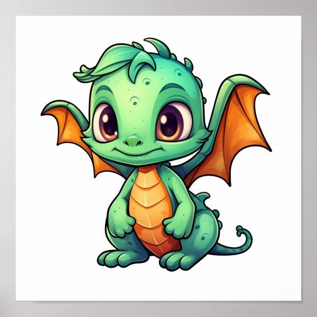 Cartoon Dragon Illustration Poster (Vorne)